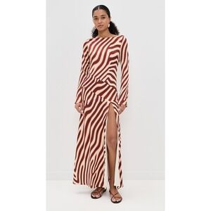Seven Wonders Montie Sleeved Maxi Dress Zebra Print Choc Brown Open Back
